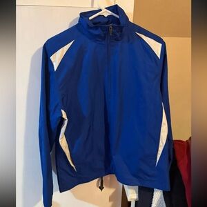Royal Blue and White Full-Zip Windbreaker